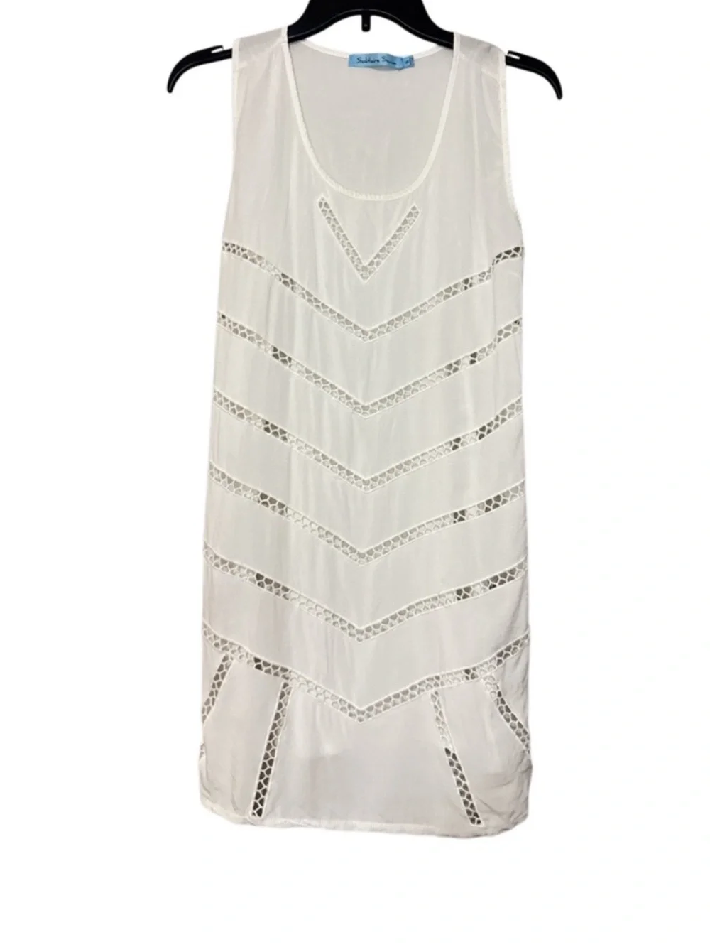 Solitaire White Chevron Lace Swim Cover-Up Tunic